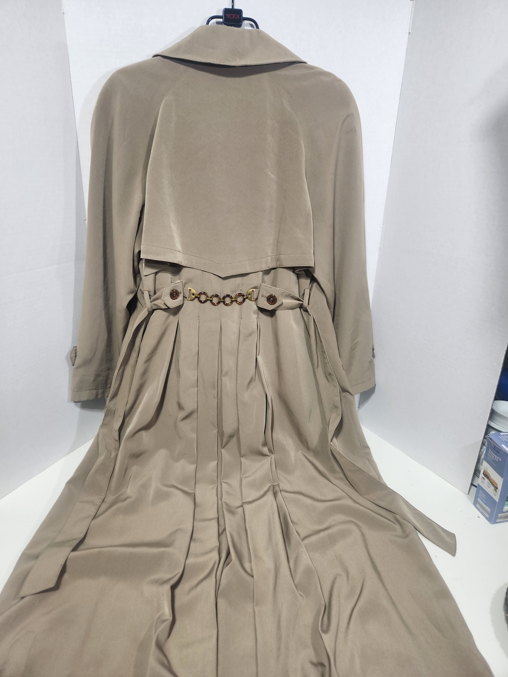 Utex Taupe Maxi Trench Dress with Chain-Link Belt - Picture 6 of 8